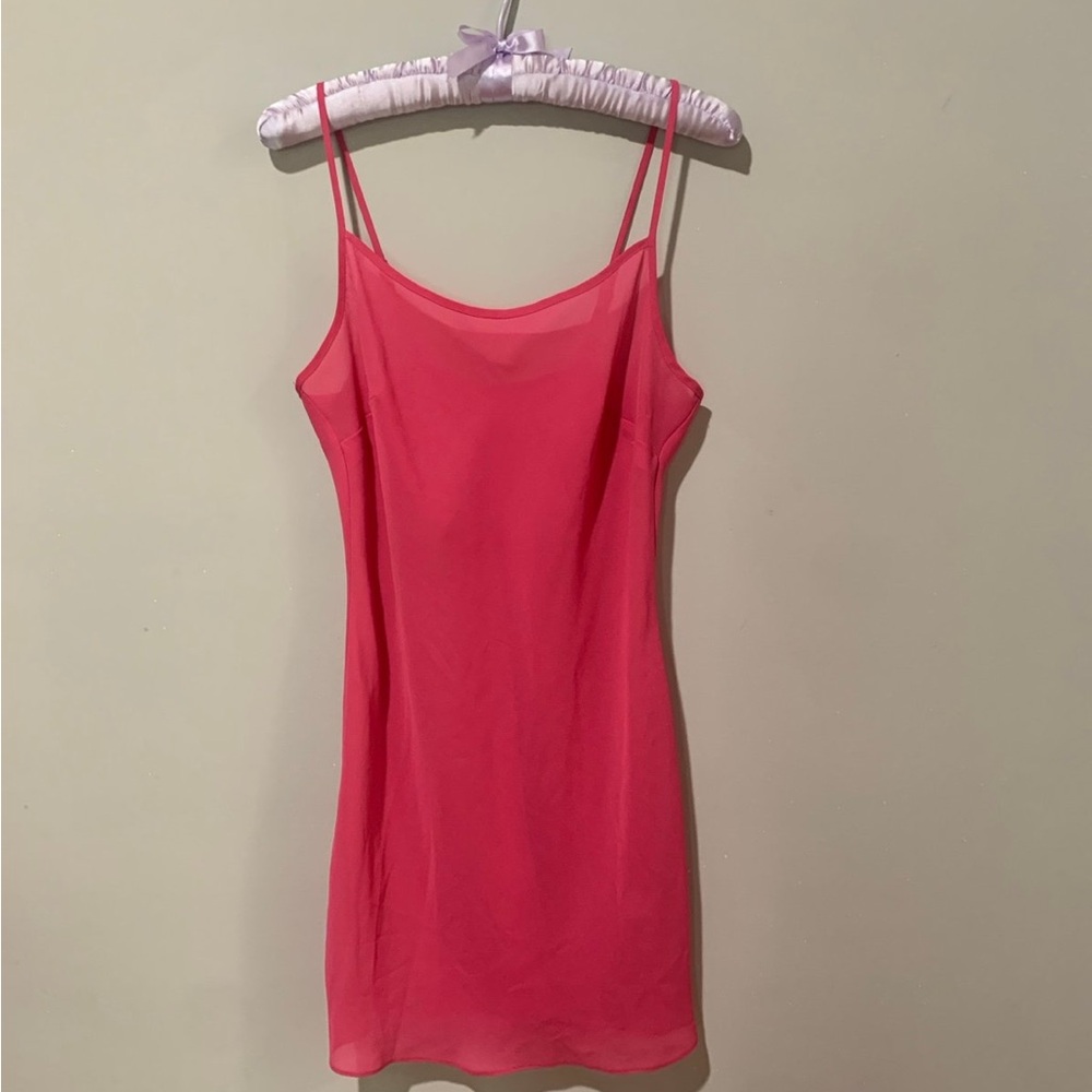 Hot pink silk slip dress